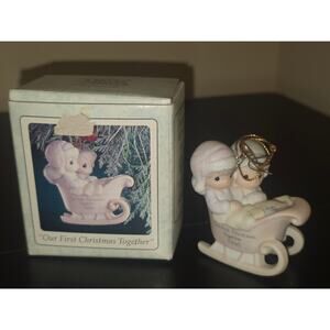 Precious Moments Our First Christmas Together Sleigh Ornament 1993 530506